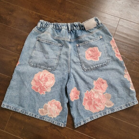 Free People Blue Floral Jean Shorts - Picture 3 of 8